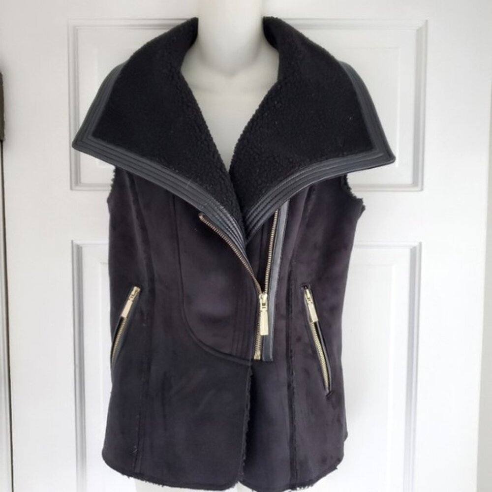 VINCE CAMUTO Faux Suede Sherpa Vest - XS